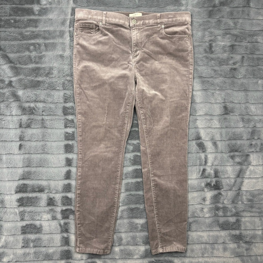 LOFT Outlet Modern Skinny Corduroy Pants Taupe Gray Womens 12P Petite 486445